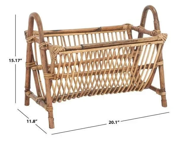 Jove Rattan Newspaper Rack in Honey Brown Wash - The Mayfair Hall