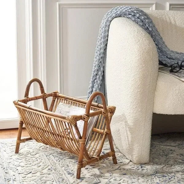 Jove Rattan Newspaper Rack in Honey Brown Wash - The Mayfair Hall