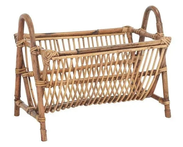 Jove Rattan Newspaper Rack in Honey Brown Wash - The Mayfair Hall