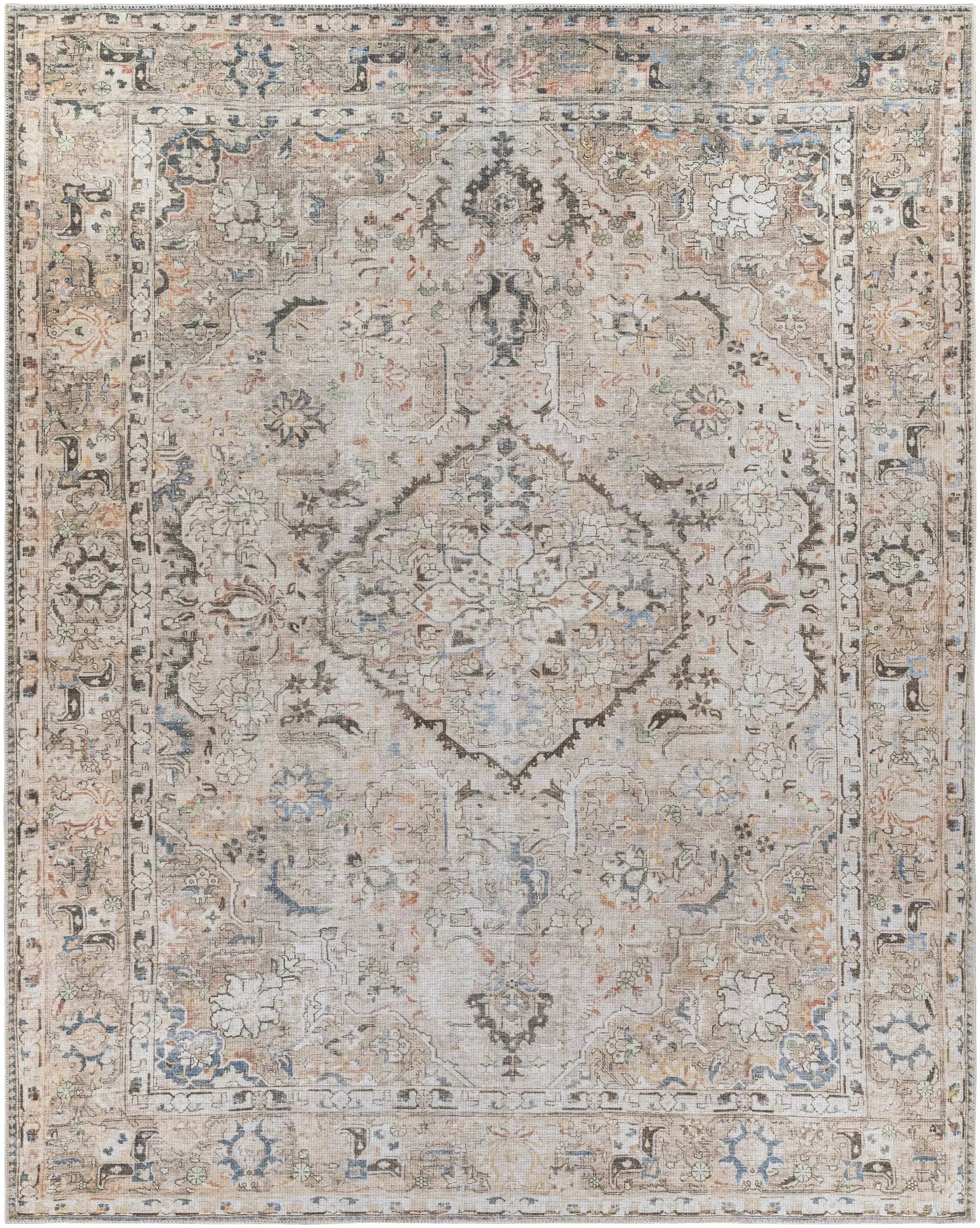 Brown Standon Vintage Washable Area Rug - The Mayfair Hall