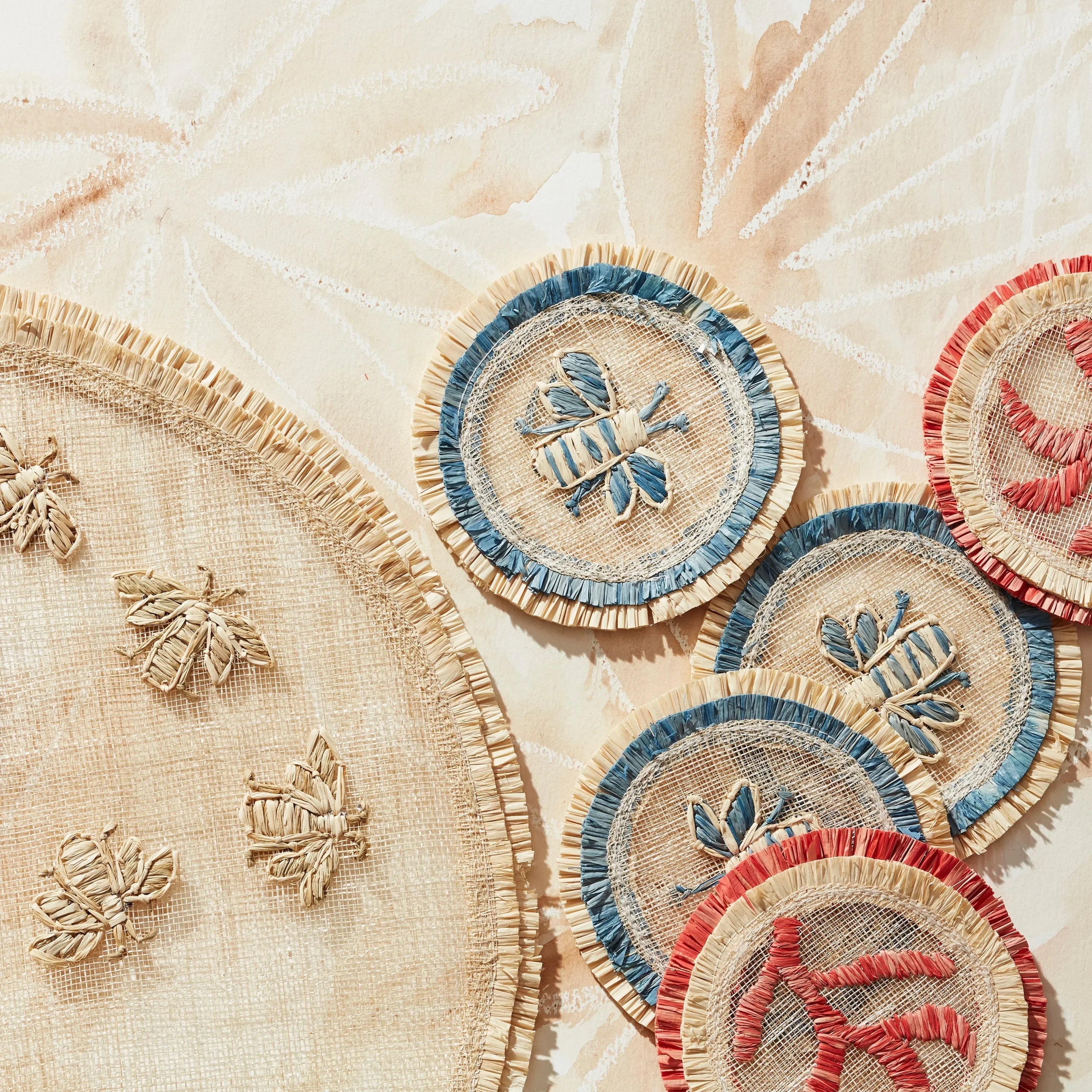 Coral straw coasters - The Mayfair Hall