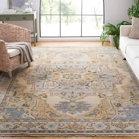 Sultanabad Wool Rug in Beige and Gray - The Mayfair Hall