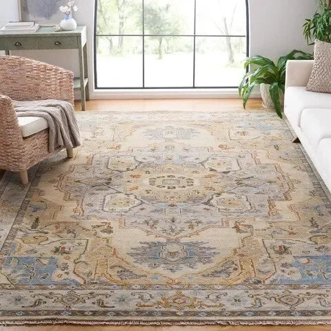 Sultanabad Wool Rug in Beige and Gray - The Mayfair Hall