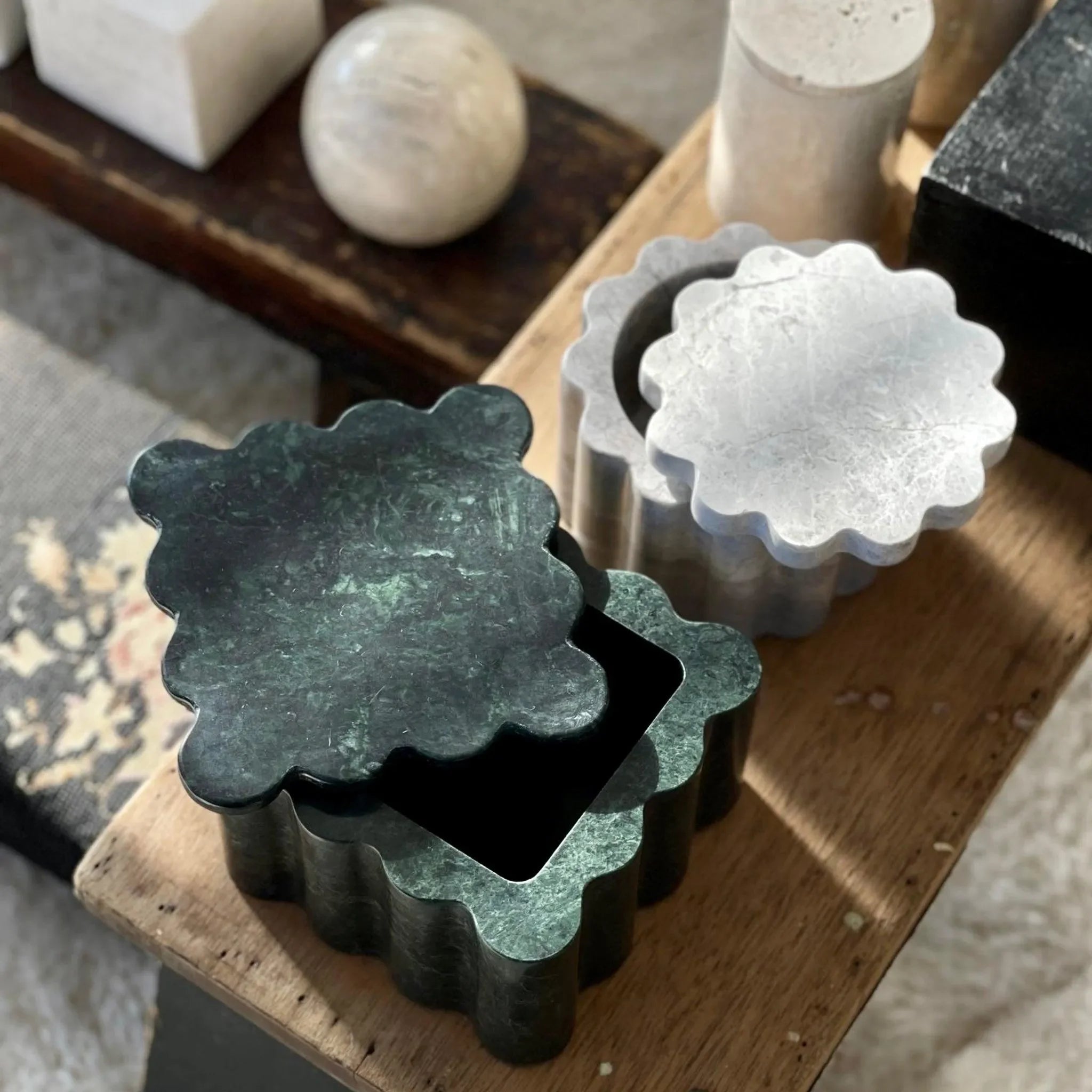 Marble Box Counter Jar in Emerald - The Mayfair Hall