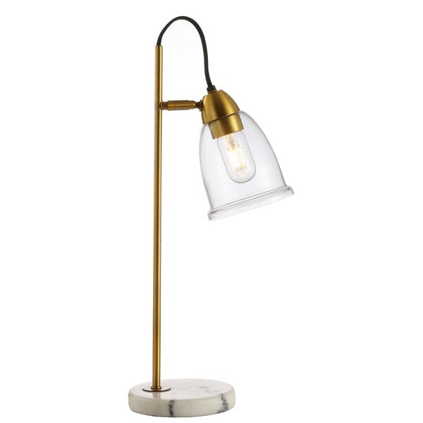 Gibson Table Lamp in Brass Gold and Marble with Glass Shade