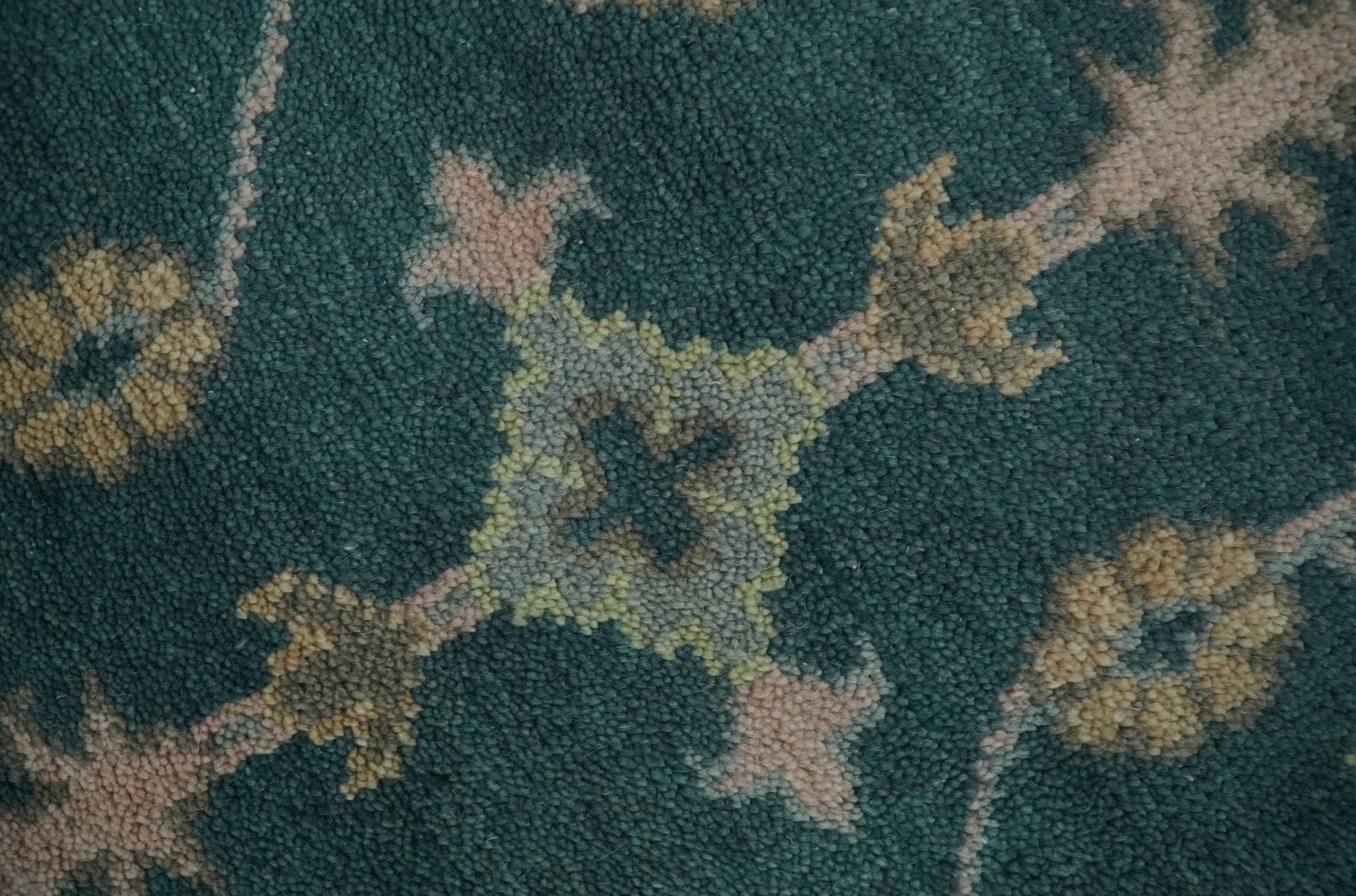 Teal, Gray and Beige Hand Knotted Traditional Oushak Custom Made wool Area Rug - The Rug Decor