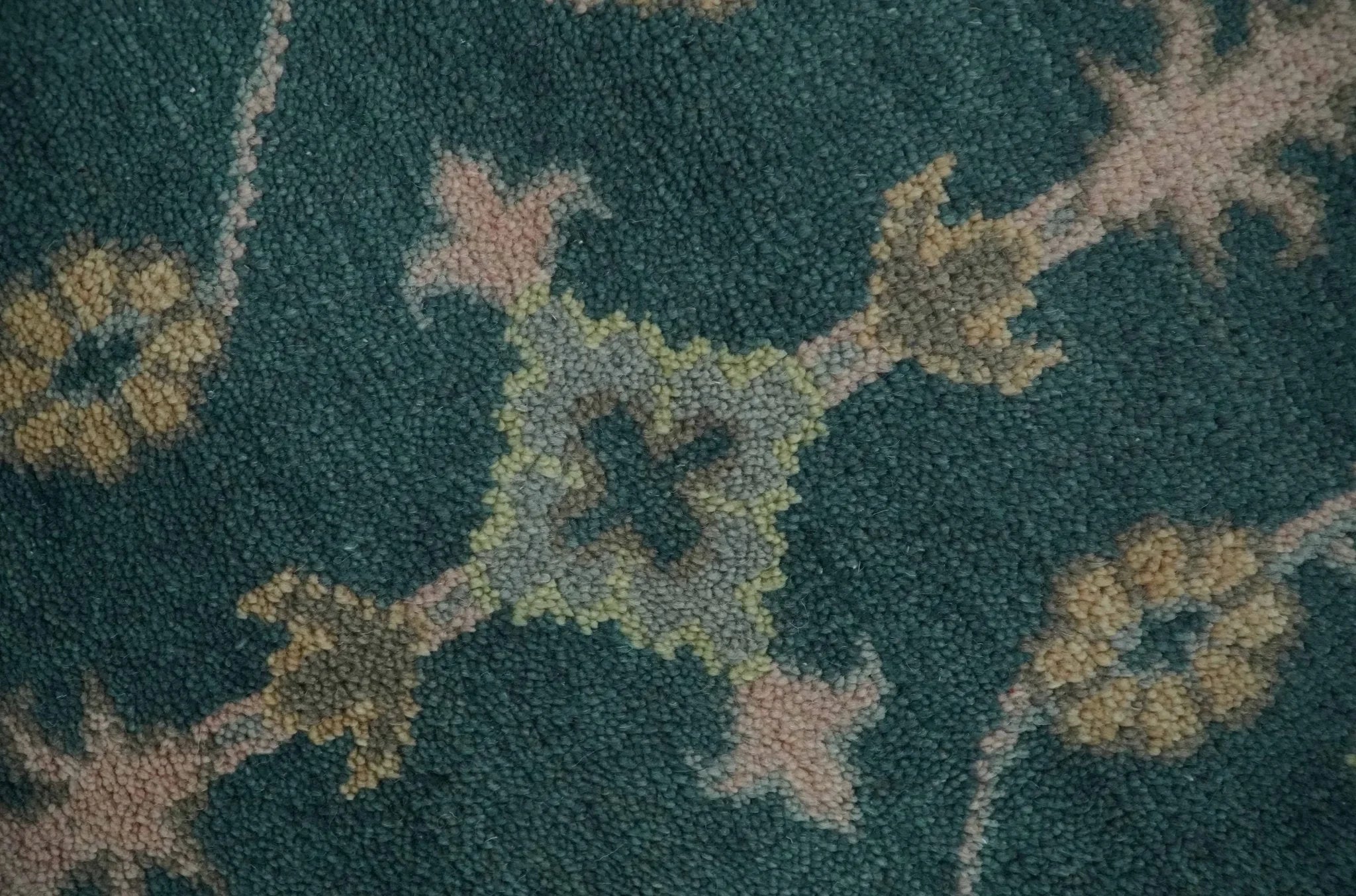 Teal, Gray and Beige Hand Knotted Traditional Oushak Custom Made wool Area Rug - The Rug Decor