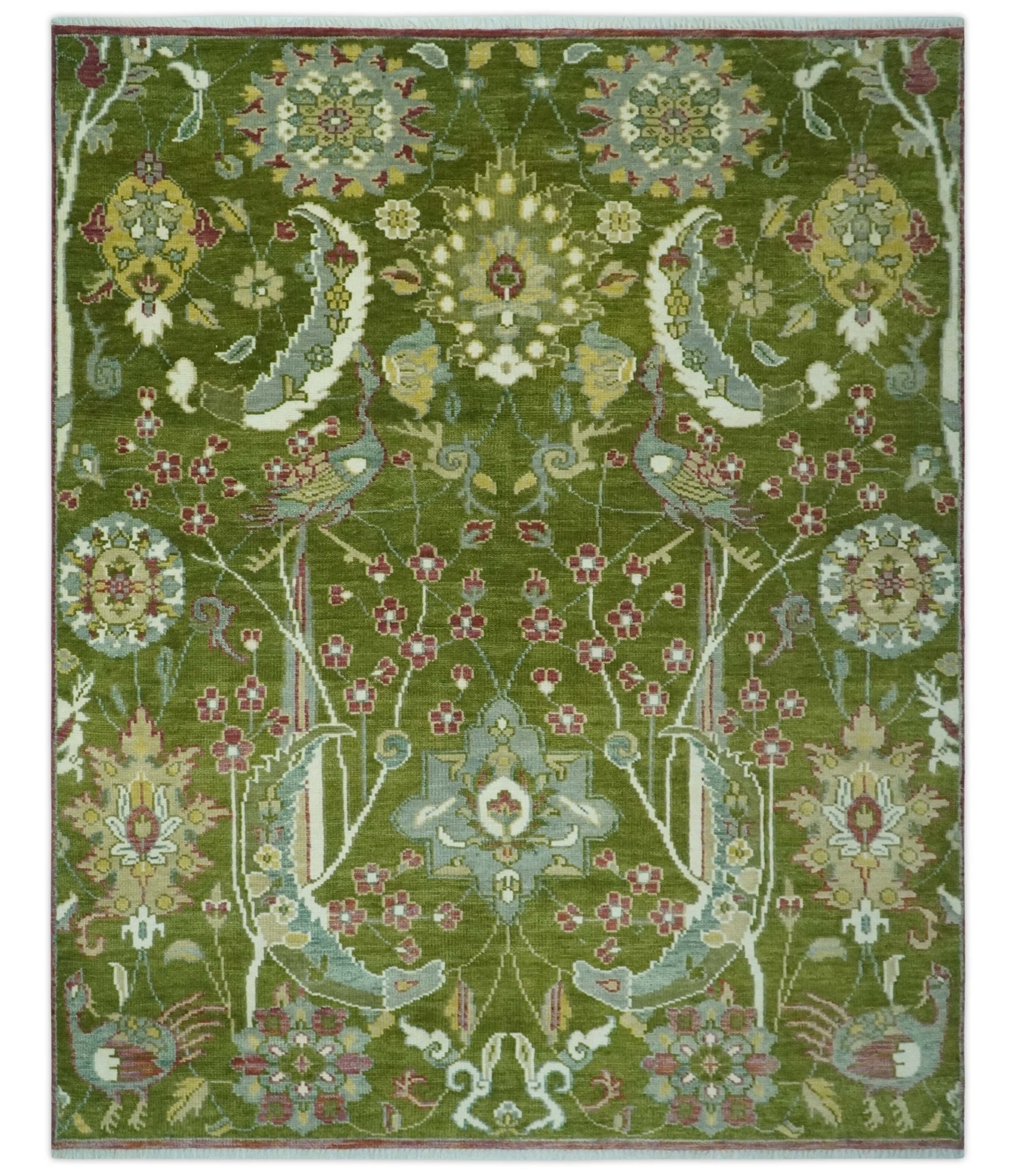 The Peacock Garden Bird Hand Knotted Custom Made Wool Area Rug - The Rug Decor
