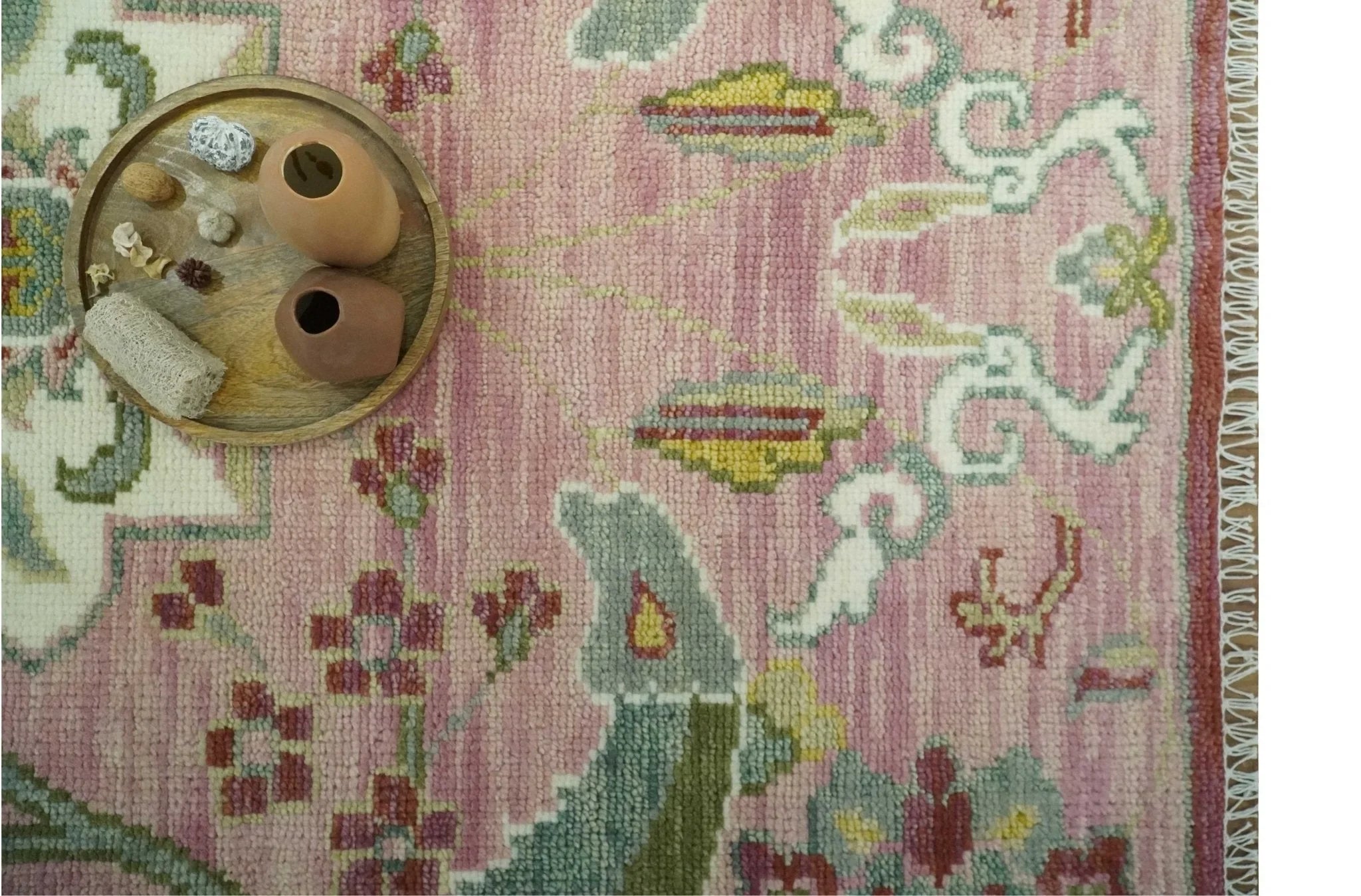 The Peacock Garden Pink and Green Peacock Bird Hand Knotted Multi size Wool Area Rug - The Rug Decor