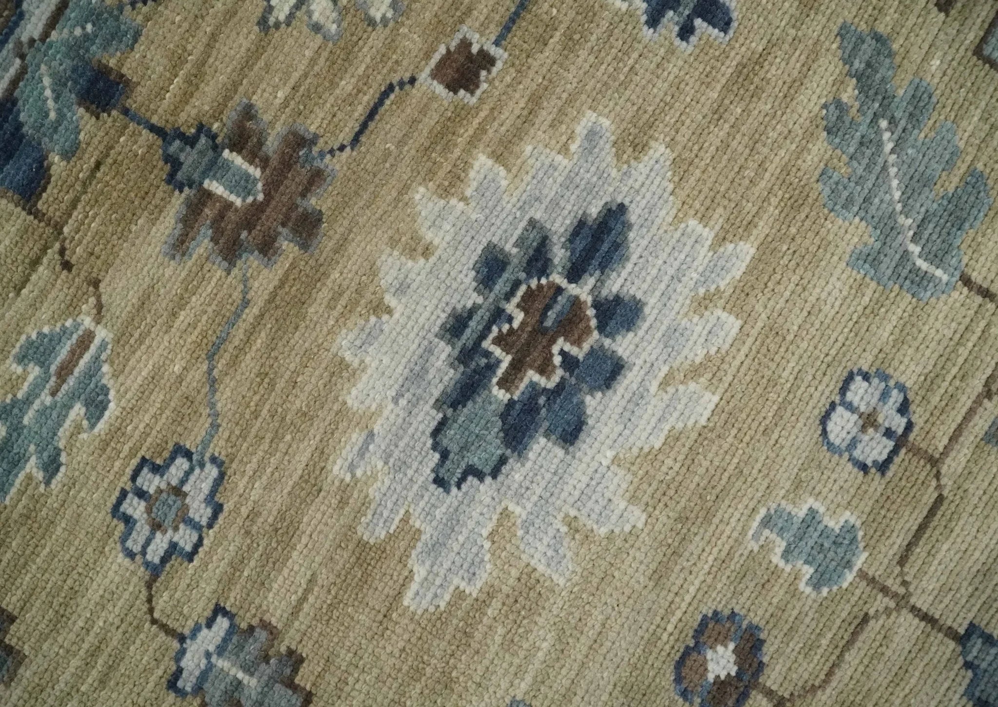 Traditional Brown and Gray Multi Size Turkish Knot Antique Style Floral Hand knotted Oushak Wool Area Rug - The Rug Decor