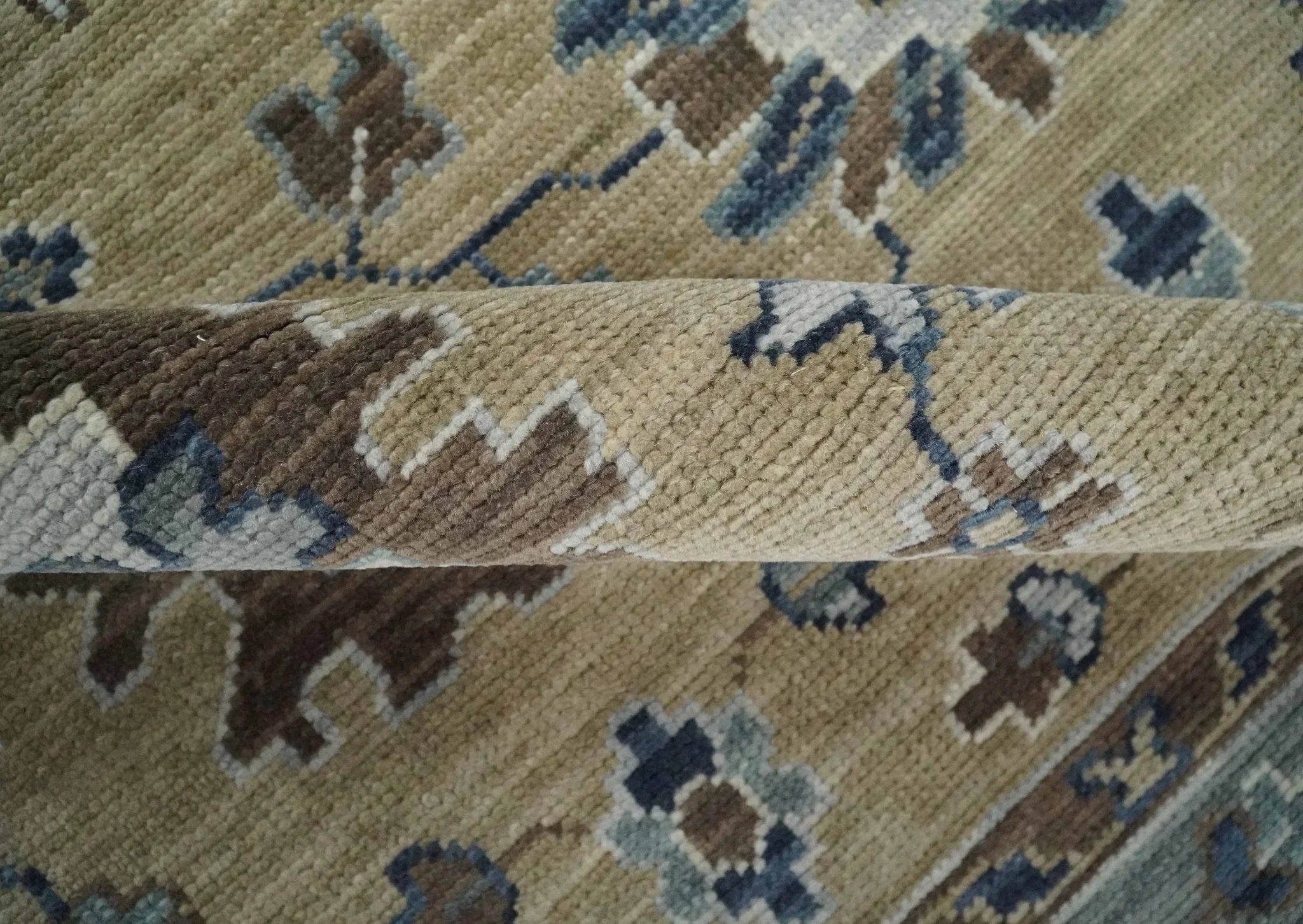 Traditional Brown and Gray Multi Size Turkish Knot Antique Style Floral Hand knotted Oushak Wool Area Rug - The Rug Decor