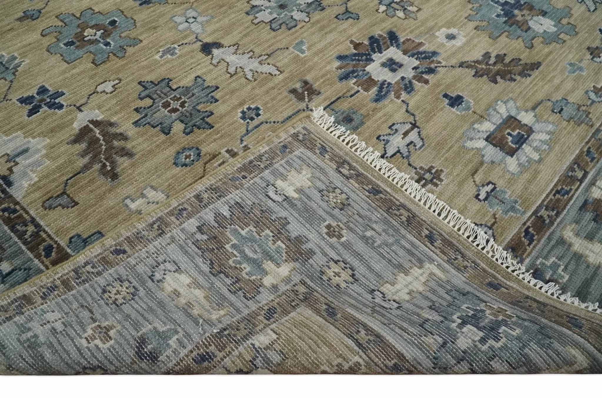 Traditional Brown and Gray Multi Size Turkish Knot Antique Style Floral Hand knotted Oushak Wool Area Rug - The Rug Decor