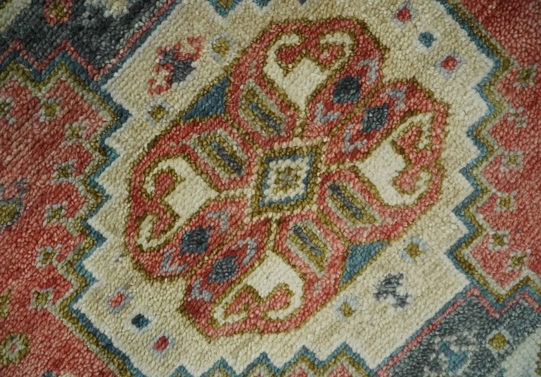 Traditional floral Rust, Charcoal and Beige Mamluk design Custom Made wool Area Rug - The Rug Decor