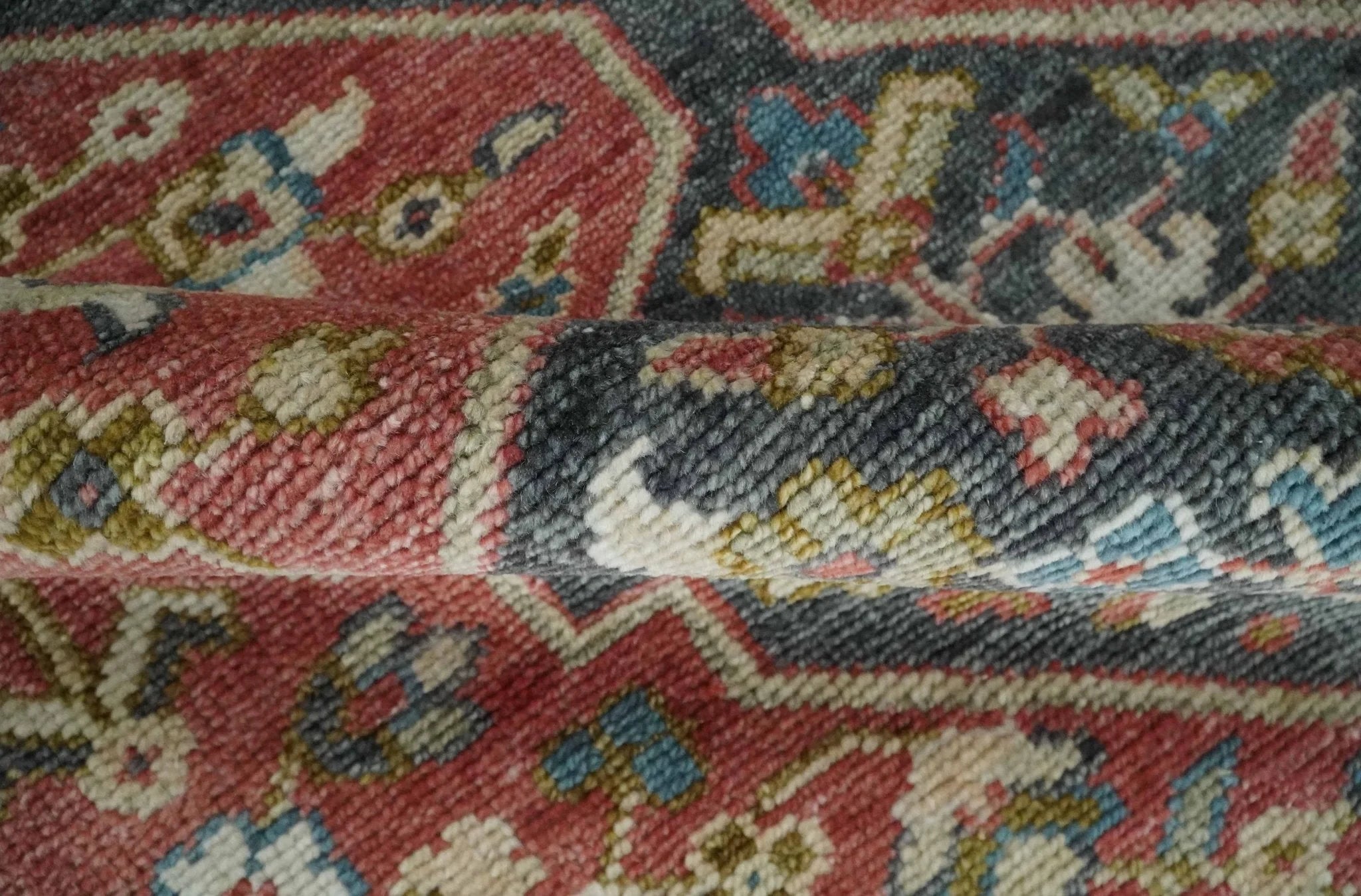 Traditional Floral Rust, Charcoal and Ivory Hand knotted Custom Made wool Area Rug - The Rug Decor