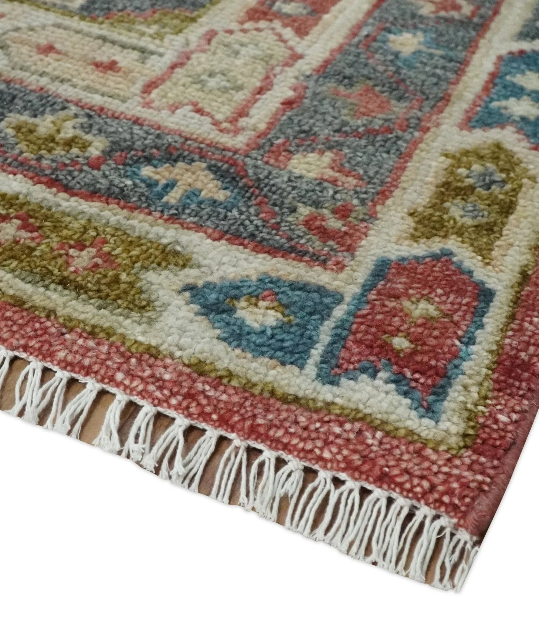 Traditional Floral Rust, Charcoal and Ivory Hand knotted Custom Made wool Area Rug - The Rug Decor