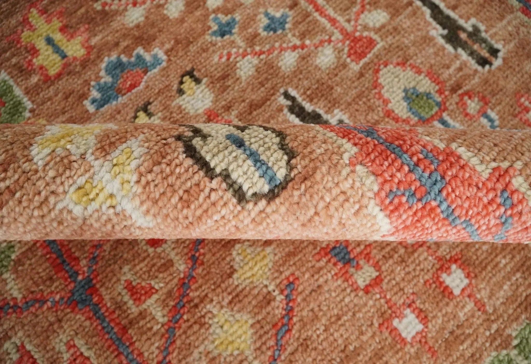 Traditional Oushak Tree of Life Rust and Brown Hand Knotted Wool Rug - The Rug Decor