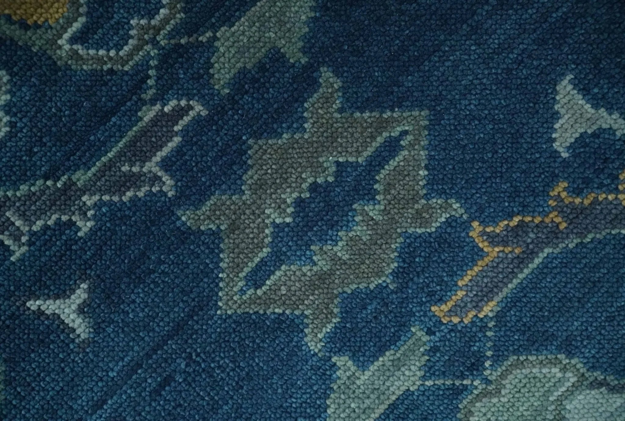 Traditional Turkish Design Hand Knotted Oriental Oushak Blue and Aqua Wool Area Rug - The Rug Decor