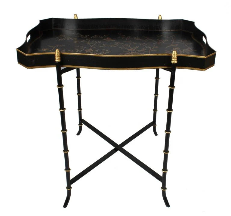Black & GOLD RECTANGULAR TRAY TABLE