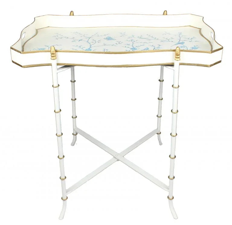 Ivory & Blue Rectangular Tray Table - The Mayfair Hall