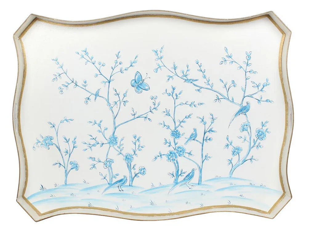 Ivory & Blue Rectangular Tray Table - The Mayfair Hall