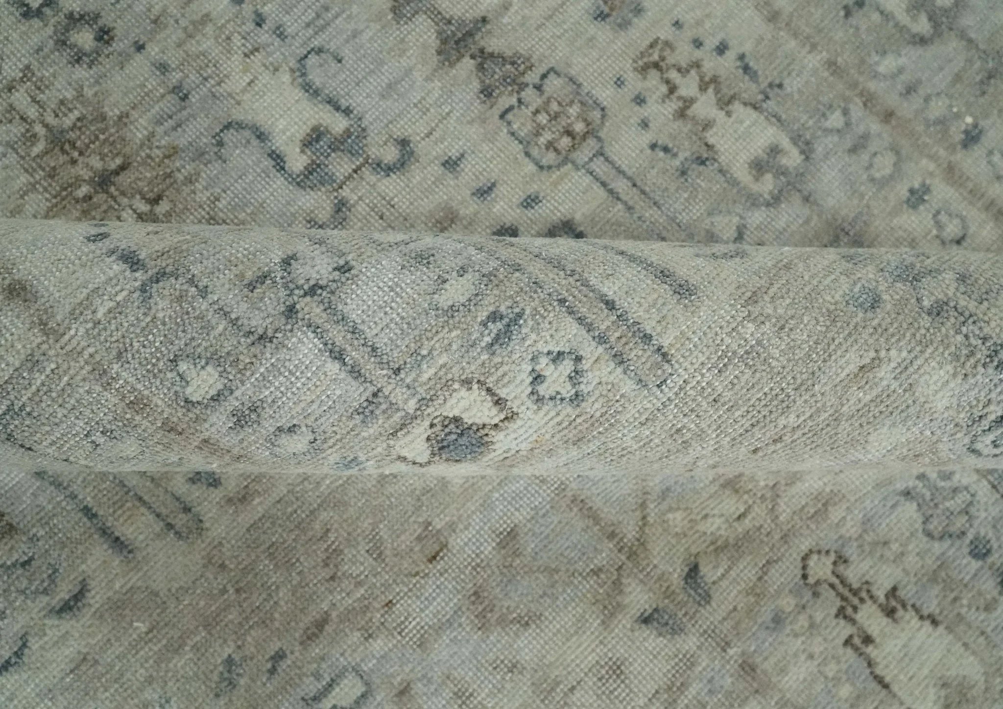 Tree of life Antique Distressed Finished Gray and Silver Low Pile Multi Size wool Area Rug - The Rug Decor