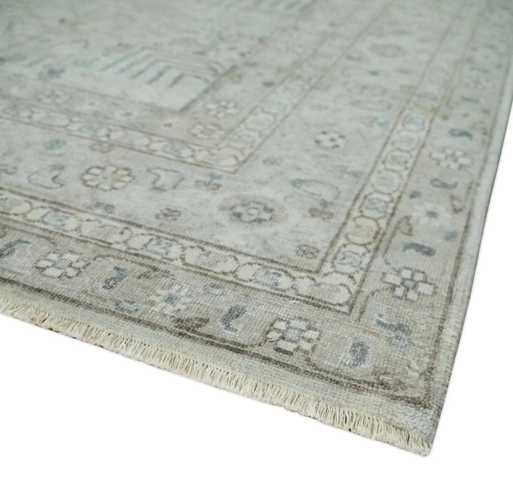 Tree of life Antique Distressed Finished Gray and Silver Low Pile Multi Size wool Area Rug - The Rug Decor