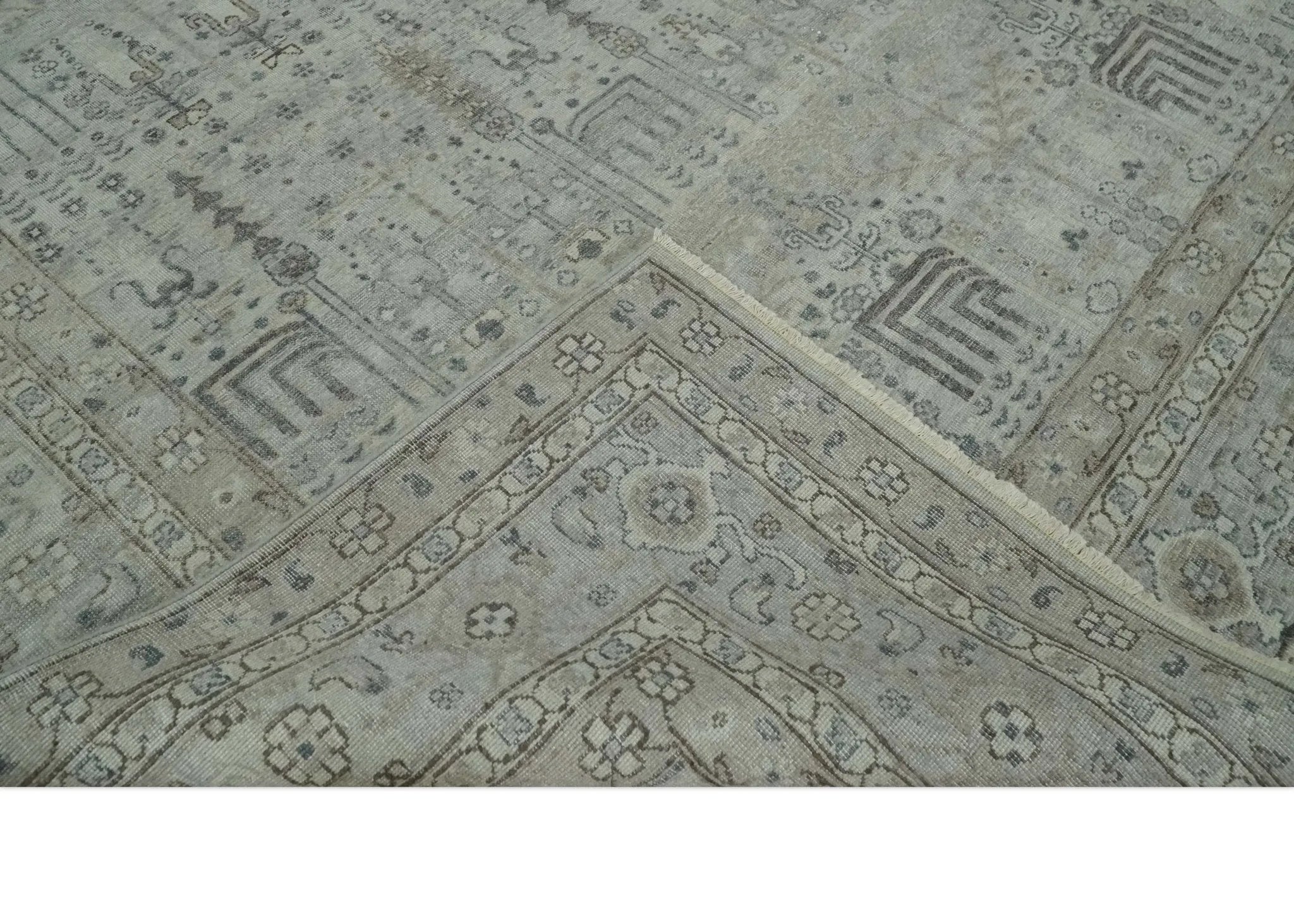 Tree of life Antique Distressed Finished Gray and Silver Low Pile Multi Size wool Area Rug - The Rug Decor