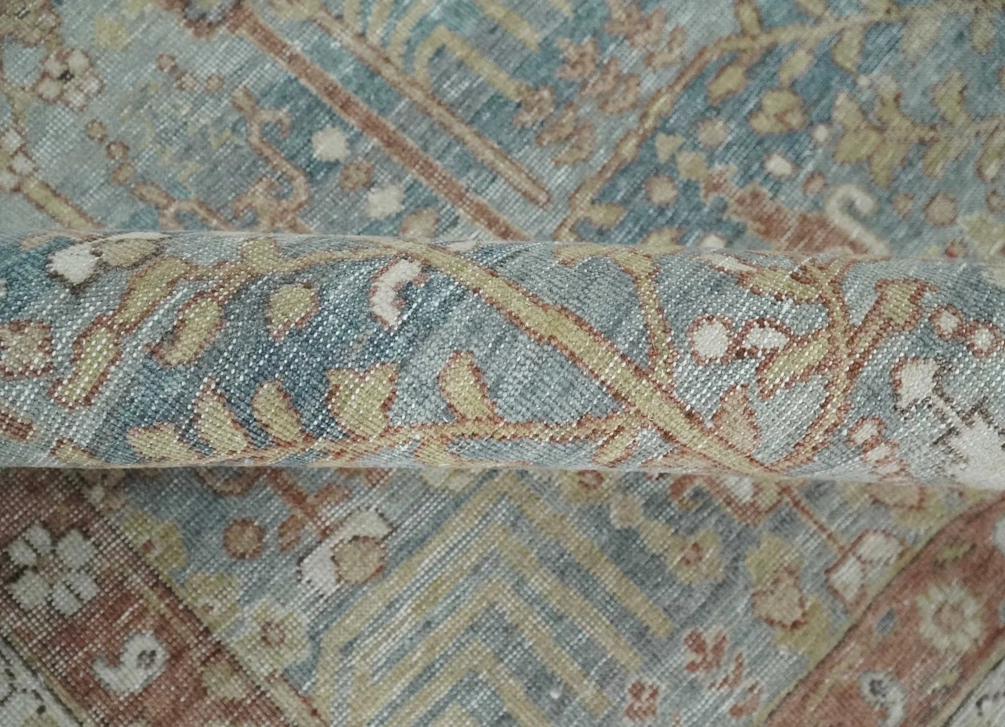 Tree of life Antique Distressed Finished Gray, Silver and Rust Low Pile Multi Size wool Area Rug - The Rug Decor