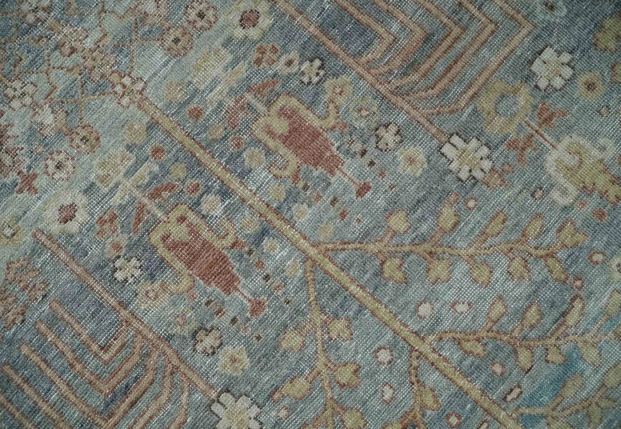 Tree of life Antique Distressed Finished Gray, Silver and Rust Low Pile Multi Size wool Area Rug - The Rug Decor