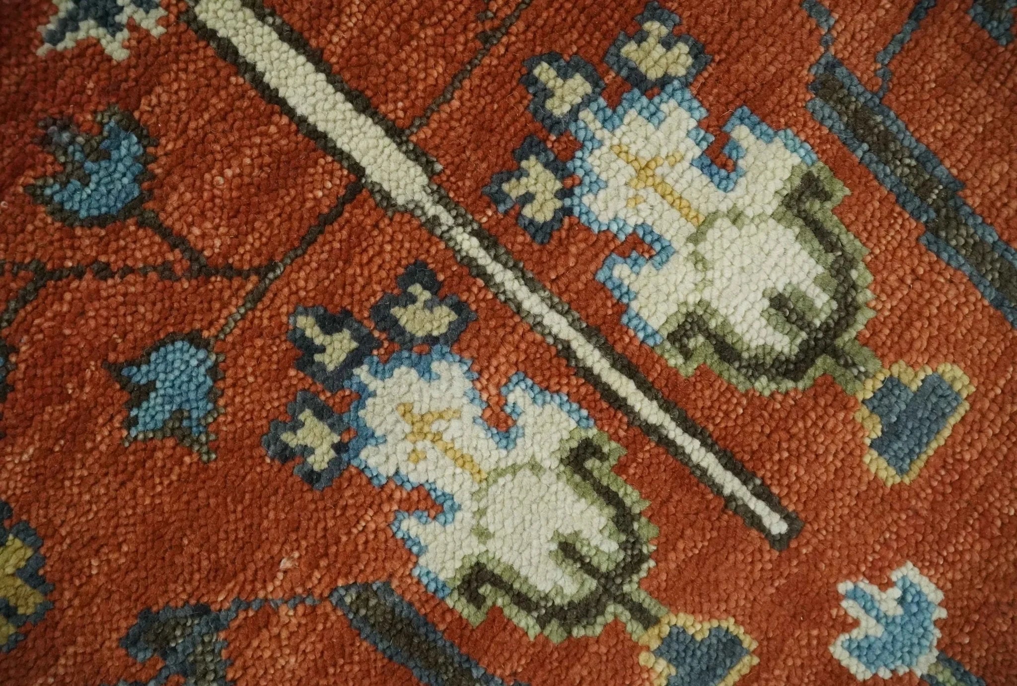 Tree of Life Rust and Ivory Traditional Hand Knotted Turkish Design Wool Area Rug - The Rug Decor