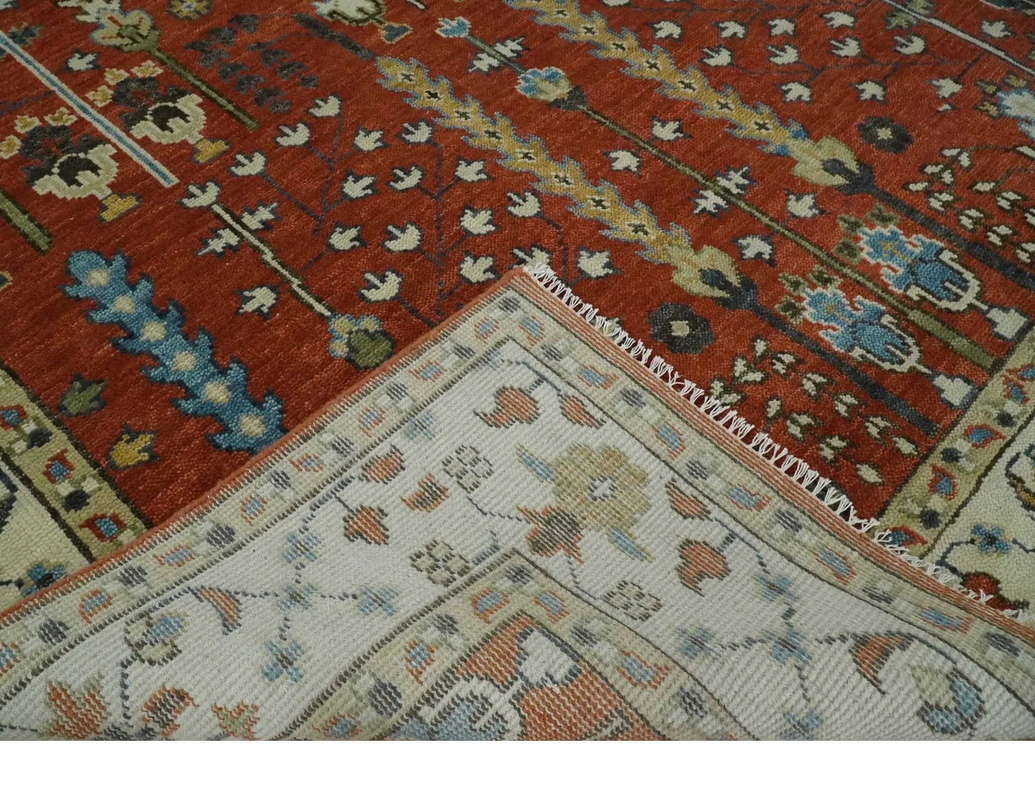 Tree of Life Rust and Ivory Traditional Hand Knotted Turkish Design Wool Area Rug - The Rug Decor