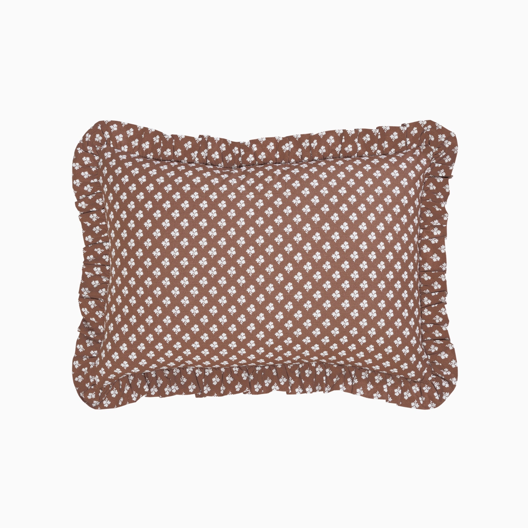 Constance Chocolate Ruffled Lumbar Pillow