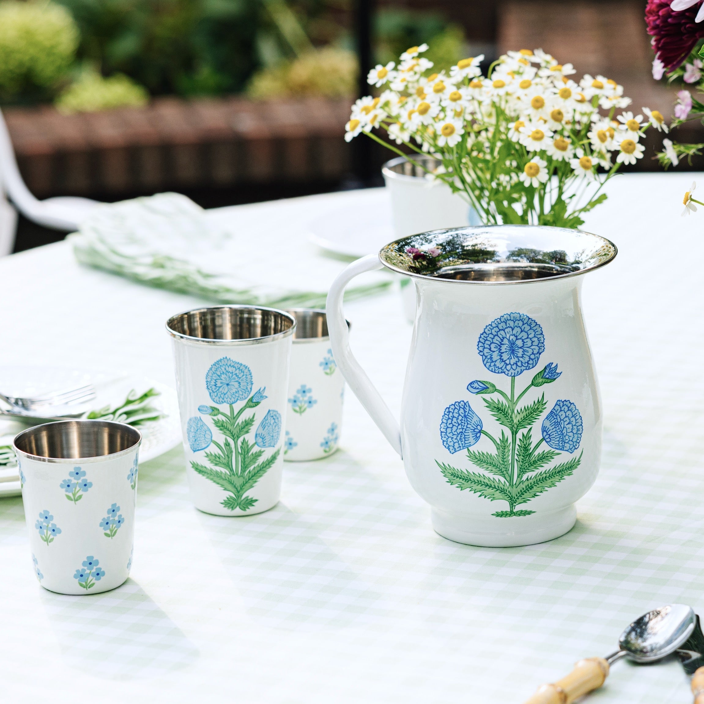 Poppy Blue Enamelware Pitcher