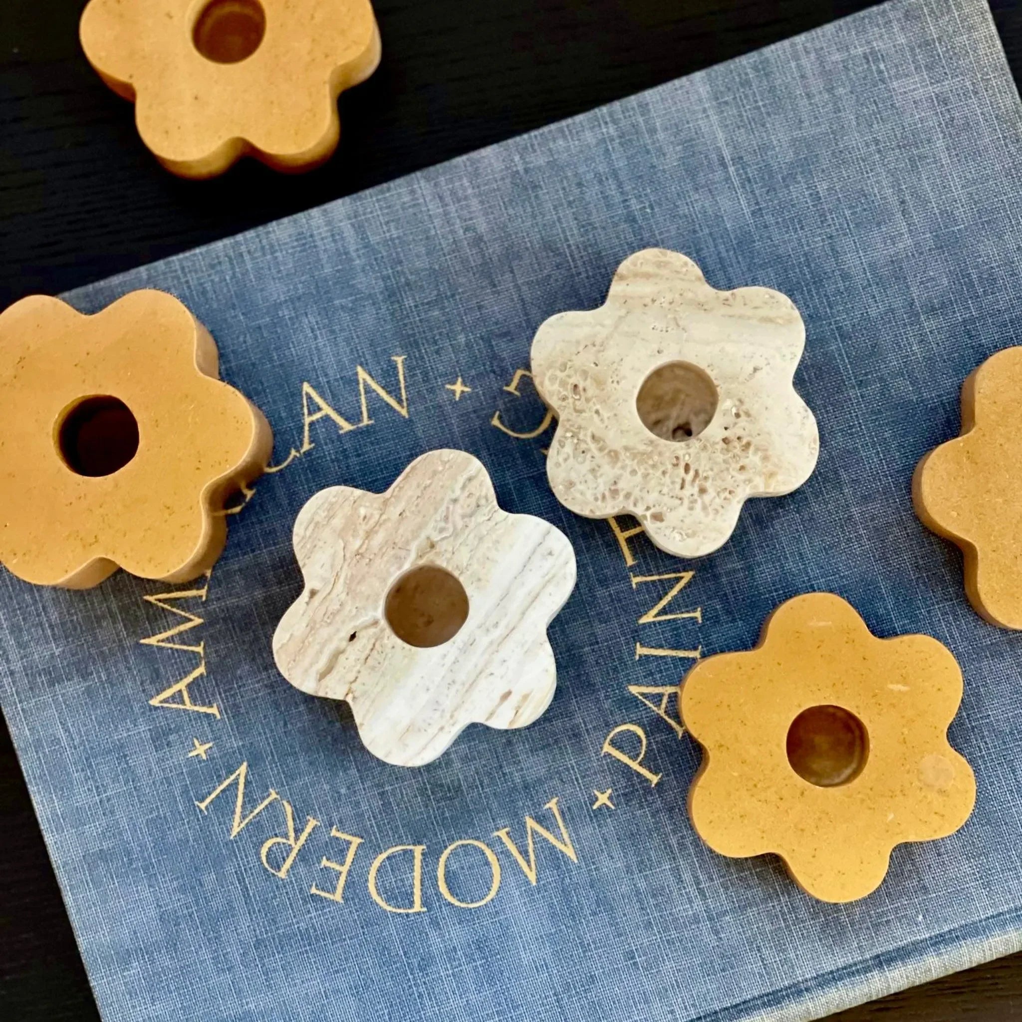 Bud Candle Holder Set in Travertine - The Mayfair Hall