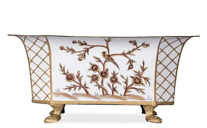 Ivory & Gold Octagon Planter - The Mayfair Hall