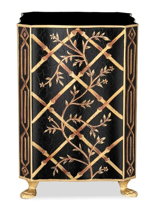 Black Bamboo & Floral Tissue Holder and Wastepaper Basket - The Mayfair Hall