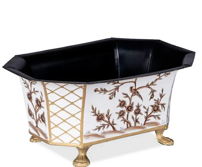 Ivory & Gold Octagon Planter - The Mayfair Hall
