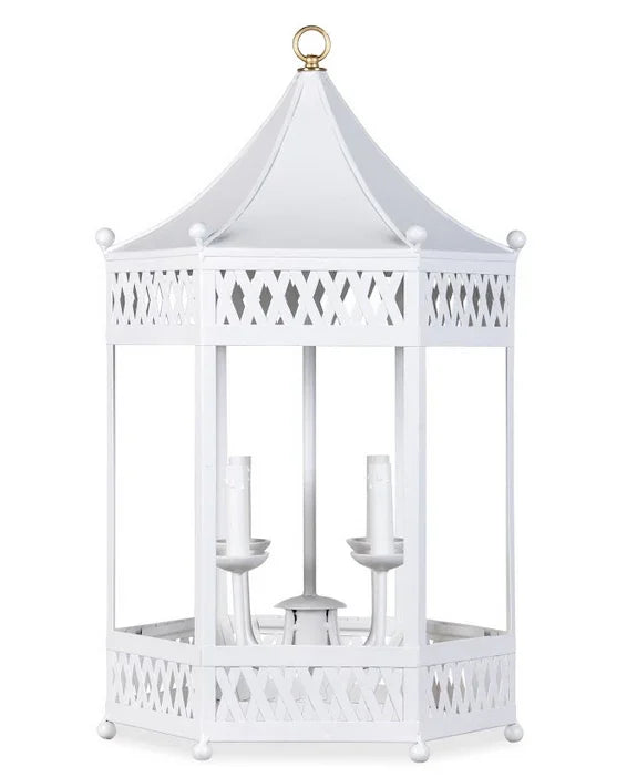 Pagoda Lantern Chandelier in White - The Mayfair Hall