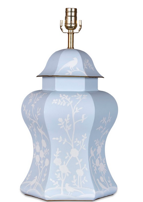 Soft Blue Scalloped Hexagon Lamp