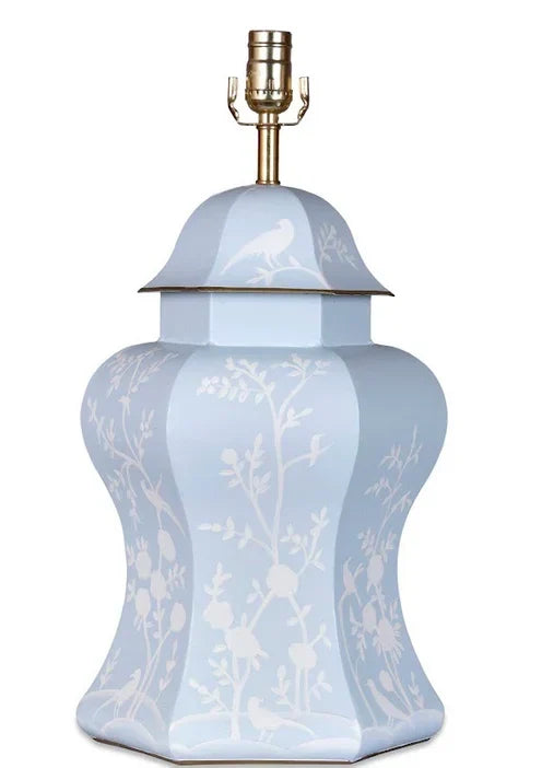 Soft Blue Scalloped Hexagon Lamp - The Mayfair Hall