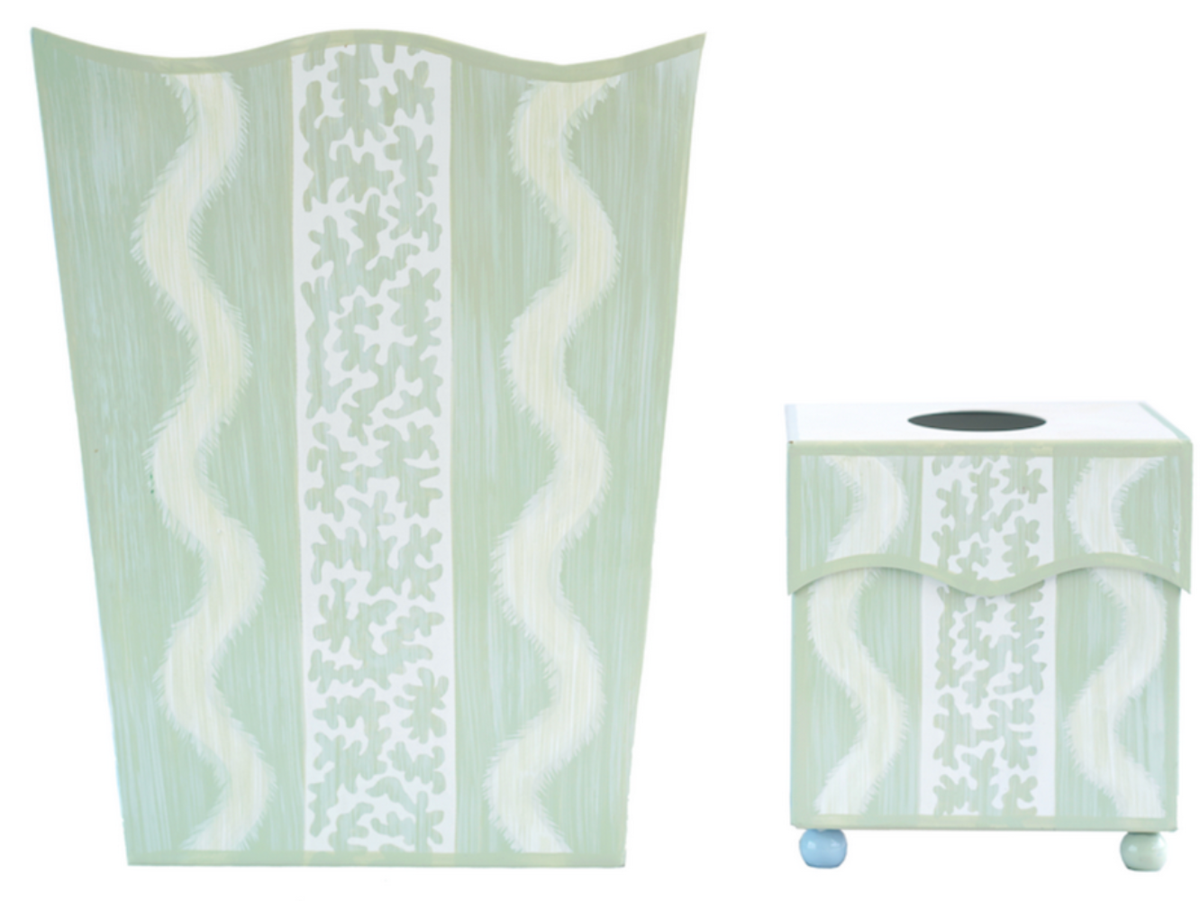 Green Ikat Wastepaper Basket & Tissue (3 Options)