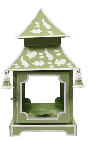 Pagoda Lantern Grass Green and White with Bunny Design - The Mayfair Hall