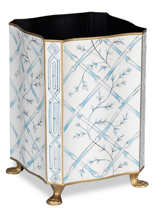 Blue Bamboo & Floral Tissue Holder & Wastepaper Basket (3 Options)