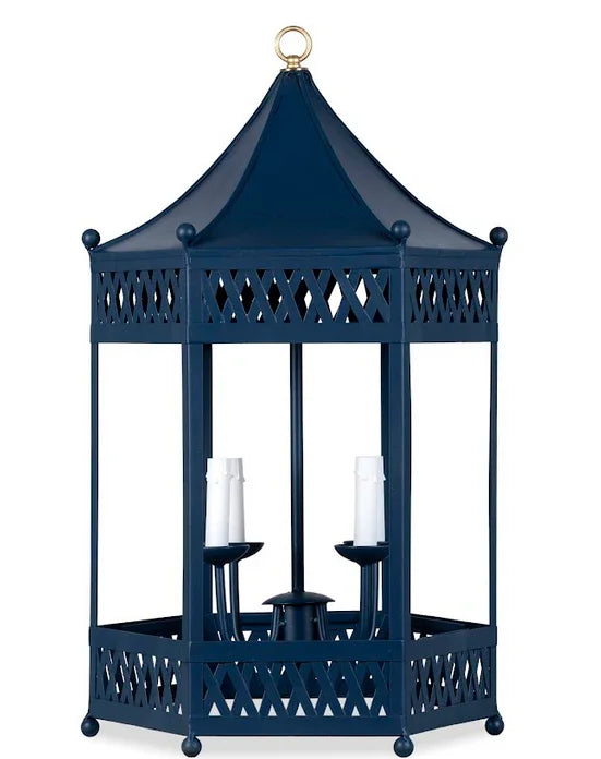 Pagoda Lantern Chandelier in Navy - The Mayfair Hall