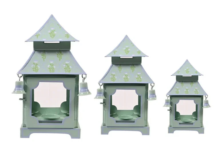 Sage Green & Lavender Tulip Pagoda Lantern (3 Sizes) - The Mayfair Hall