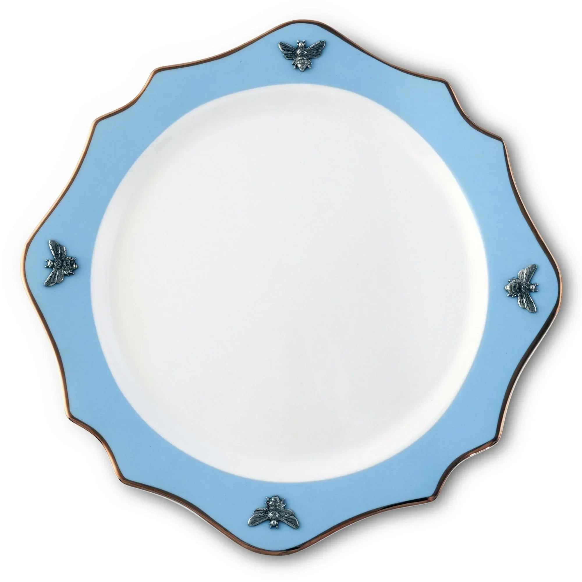 Bee Bone China Charger Blue with Gold Rim - The Mayfair Hall