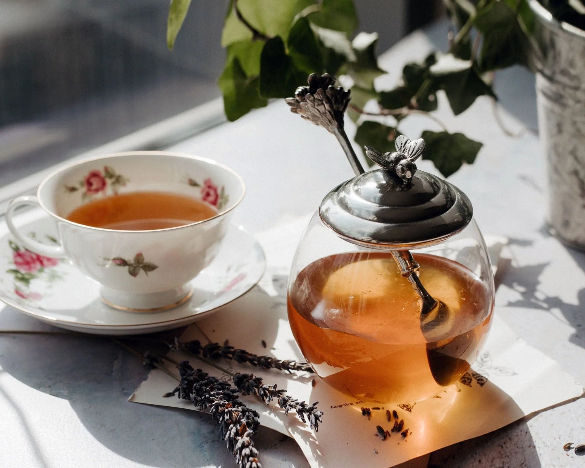 Bee Glass Honey Pot with Spoon - The Mayfair Hall