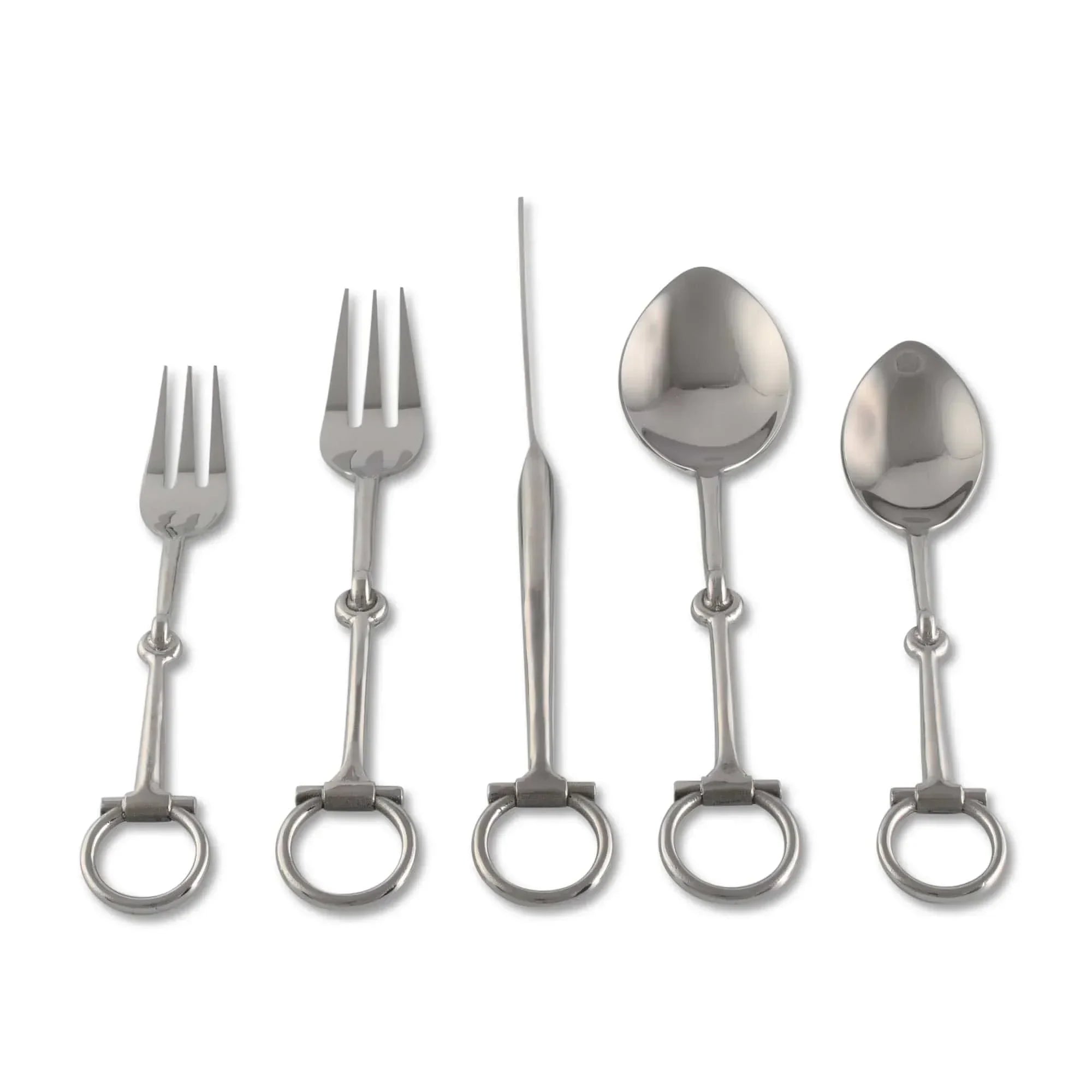 Bit Five piece Flatware Set - Stainless Steel Matt Silver - The Mayfair Hall