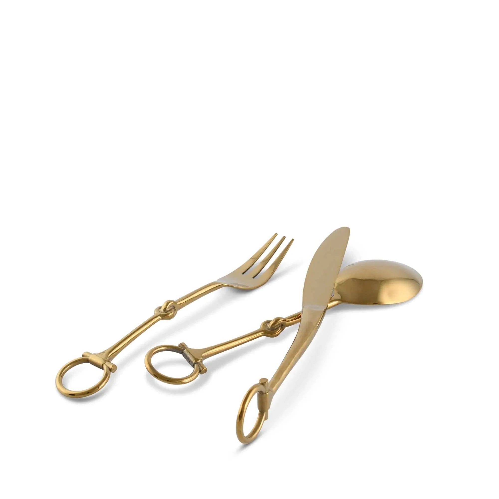Bit Five piece Flatware Set - Stainless Steel Shiny Gold - The Mayfair Hall