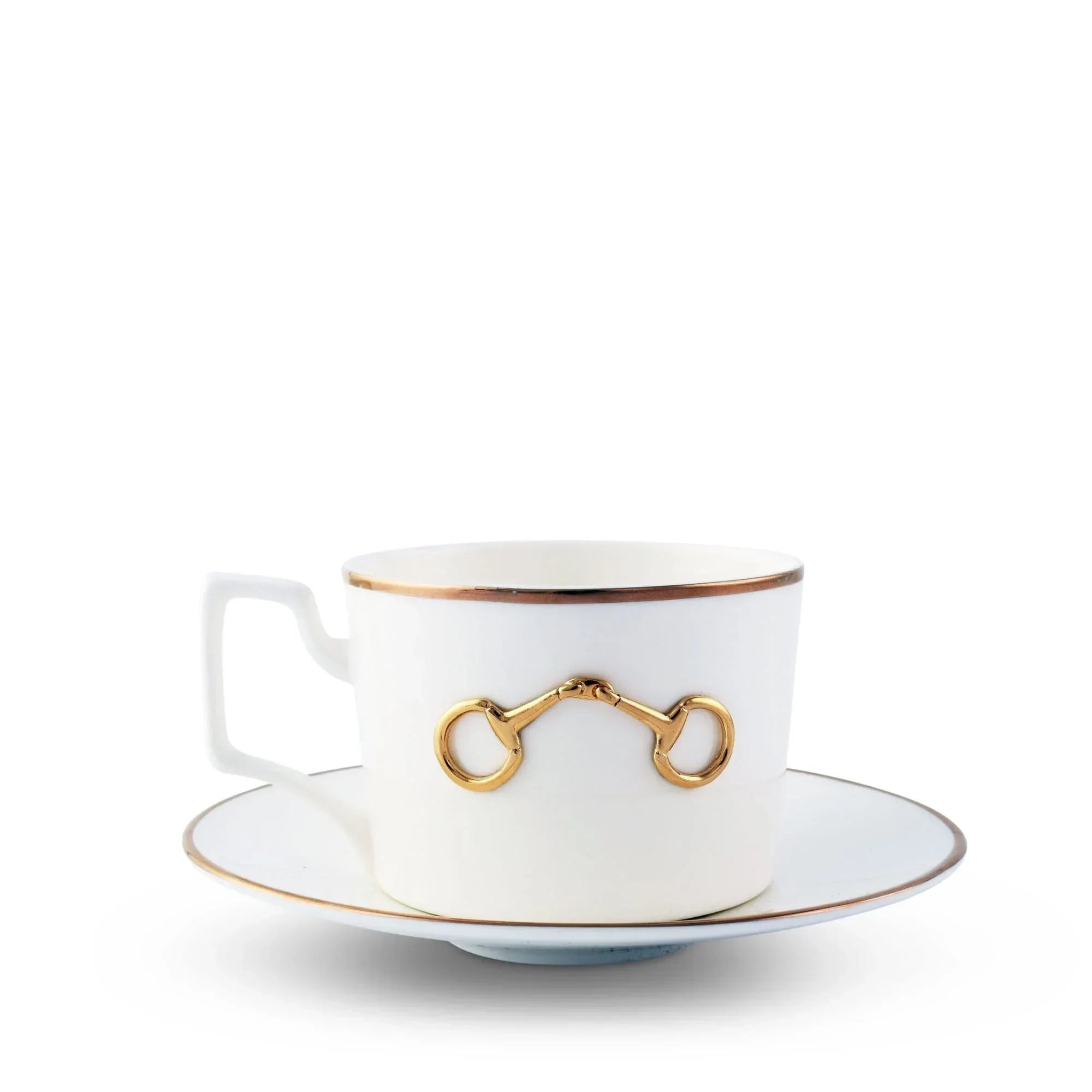Gold Bit Bone China Cup and Saucer Gold Rim - The Mayfair Hall